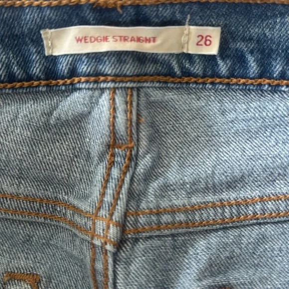 LEVI’s button fly wedgie straight denim blue jeans - Picture 4 of 6